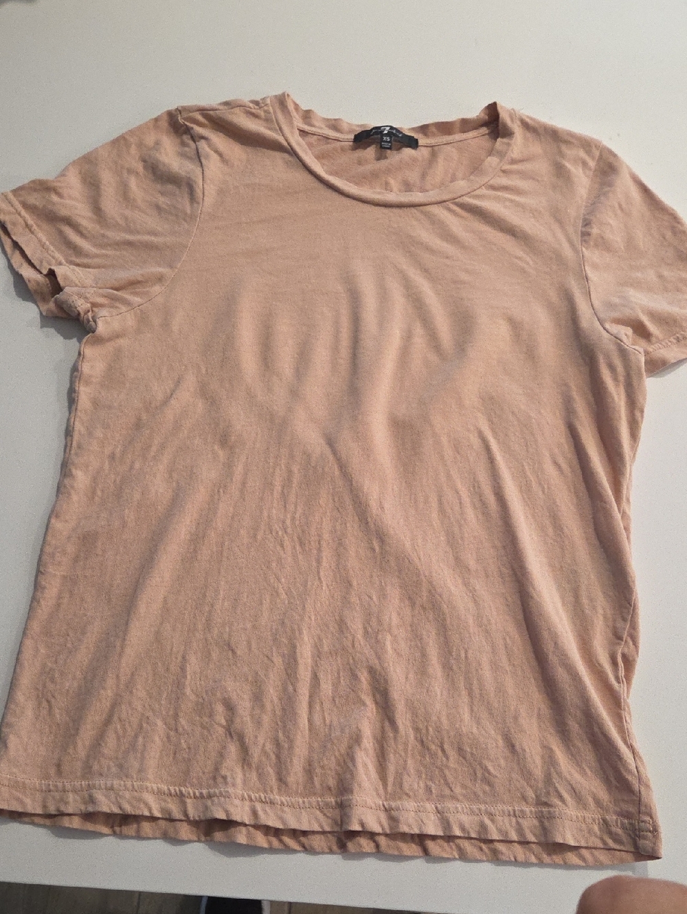 7 For All Mankind Women's Peach Crewneck Tee.